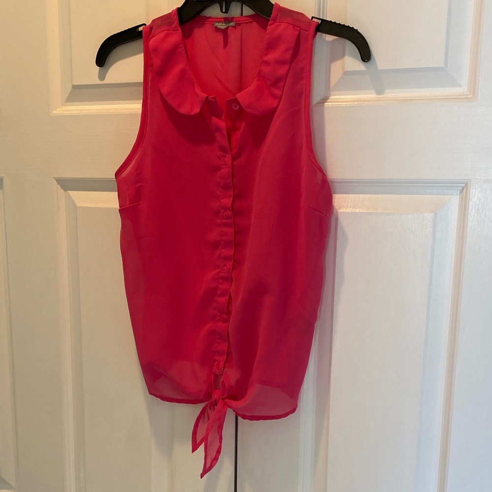 Charlotte Russe Vibrant Pink Sleeveless Blouse